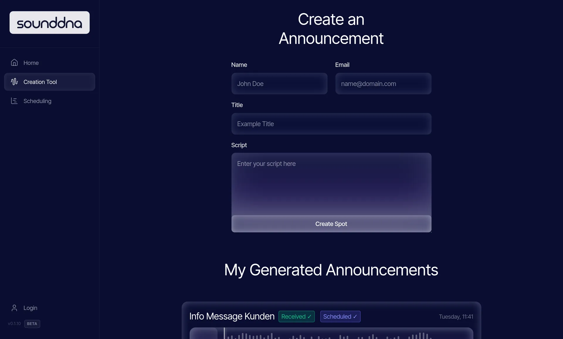 Spot Creation Tool